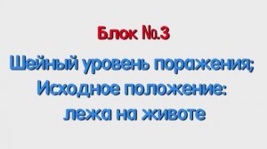 Блок 3 – шейный уровень поражения; исходное положение лежа на животе.