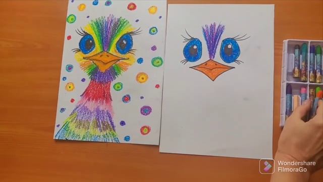 Видеоурок по Изо для начинающих. "Весёлый страусенок" масляной пастелью смотреть онлайн