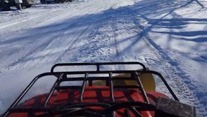 1991 Honda TRX300FW Fourtrax 300 4x4 plowing snow.