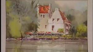 Городской пейзаж в парке у озера рисуем акварелью вместе с художником.