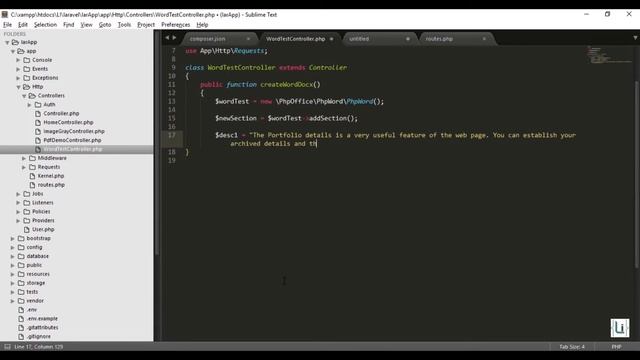 Generate a Word Document using phpWord in laravel - Learn Infinity