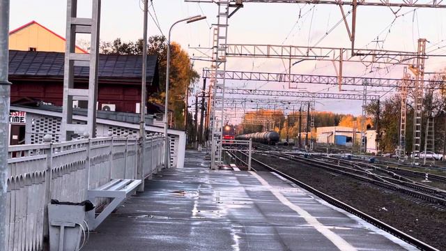 ЭТ2М-043 сообщением Санкт-Петербург - Луга-1 прибывает на станцию Сиверская смотреть онлайн