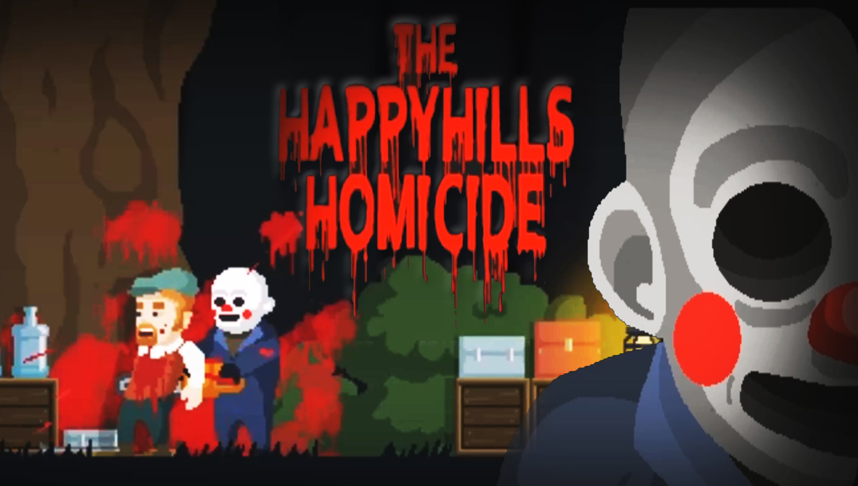 Маньяк я тебя придушу. Джон из игры the HAPPYHILLS Homicide. Джон из игры the HAPPYHILLS Homicide арты. Clown the HAPPYHILLS Homicide.