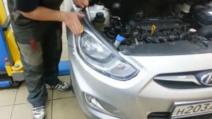Полировка фар Hyundai Solaris