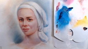 Портрет с натуры "сухой кистью в цвете".   Уточняем детали. Фрагмент урока