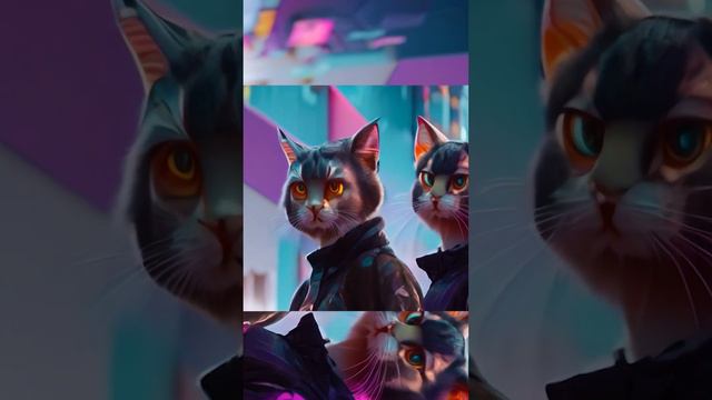 Cyberpunk cat girls. Mad Ai art #ai #artist #anime  #cartoon