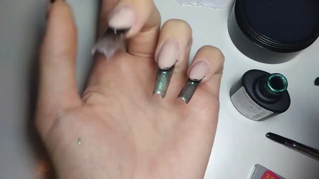 Выкладной френч сама себе ? Наращивание арочных ногтей ❤️ Новогодний маникюр ❄️☃️?