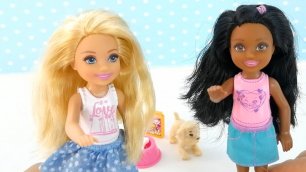 Куклы #Барби Челси с Подругой Гуляют со Щенком Игрушки для Девочек Лучшие Подружки