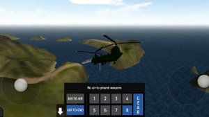 Красивый вертолёт типа CH-47 Чинук летает на фоне острова в игре Simpleplanes 1.8 Бета!