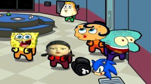 SQUID GAME & SPONGEBOB VS SONIC AMONG US DISTRACTION DANCE ANIMATION