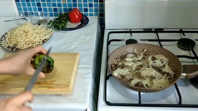 Жареный лагман. Куырма лагман.
