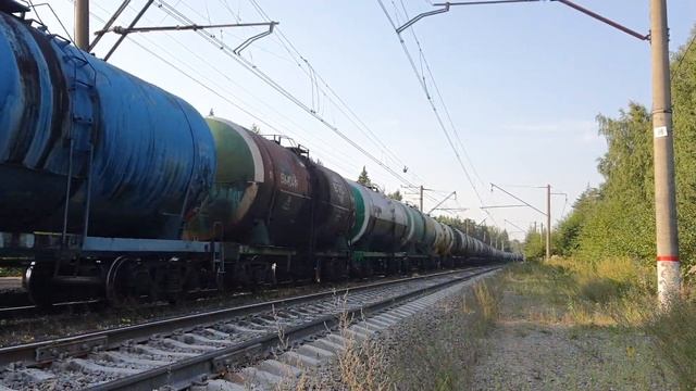 "Приветливая бригада!" 2ТЭ116-955 с грузовым поездом, платформа 165 км. БМО ж/д смотреть онлайн