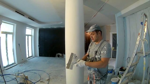 Новый способ. Шпаклевка круглой колонны под покраску.