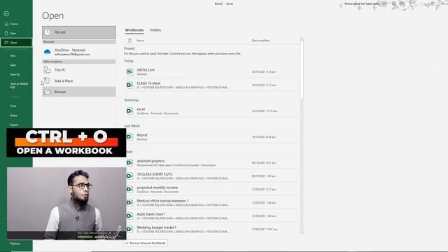 SHORTCUT KEYS  II HOW TO SAVE & OPEN EXCEL WORKBOOK