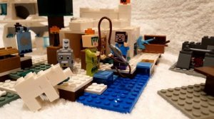 Lego Minecraft winter fishing. Лего Майнкрафт зимняя рыбалка