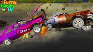 про машинки Столкновение и аварии машин в безумной гонке Игра Demolition Derby