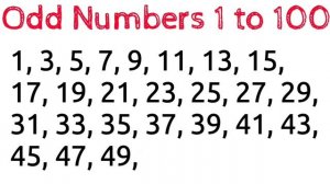 Odd numbers 1 to 100 | 1 to 100 odd number | what is odd number