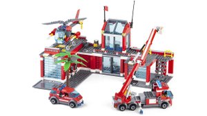 BAZUMI / Конструктор для мальчиков Пожарная станция с вертолетом и машинами