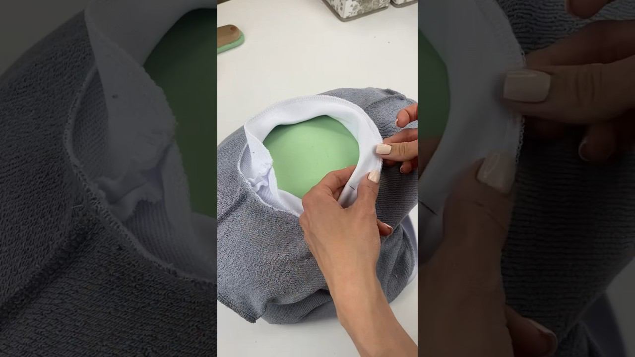 Обработка горловины бейкой из футера #diy #шитьлегко #sewing #одежда #стиль #лайфхак смотреть онлайн