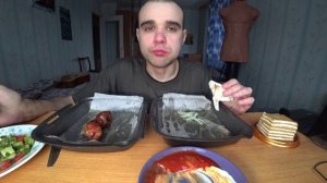 МУКБАНГ/АСМР ШАШЛЫК ИЗ СВИНИНЫ/КЕБАБ ИЗ ГОВЯДИНЫ/САЛАТ/СОУС/и МЕДОВИК / EATING/ASMR/Mukbang #331