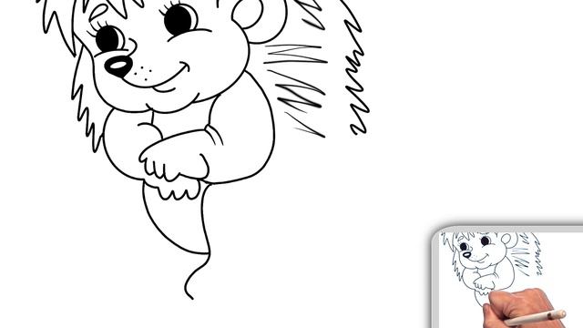 Как нарисовать ёжика  Мультик раскраска для детей