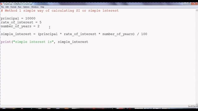 Simple interest program in python using function | Download source code | practice code for beginne