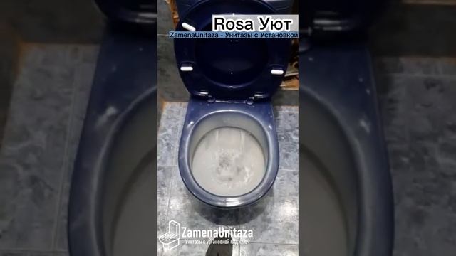 Унитаз с установкой Под Ключ - Rosa Уют Синий Косой Выпуск от ЗаменаУнитаза.Ру