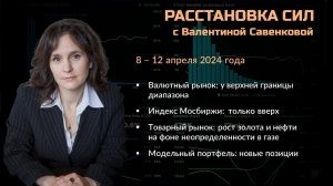 «Расстановка сил» на фондовом рынке с Валентиной Савенковой – 8-12 апреля 2024 года