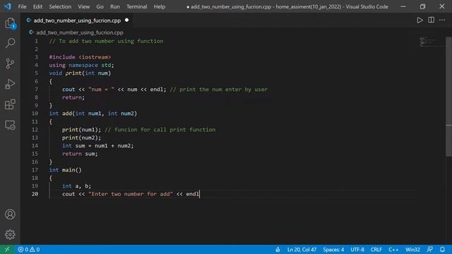 ● add two number using function | syntax of function in c++ #short #cpp #function