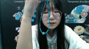 20240914-02 28.9g Natural turquoise and spiny oyster 16inch Simple atmosphere jewelry for Gift