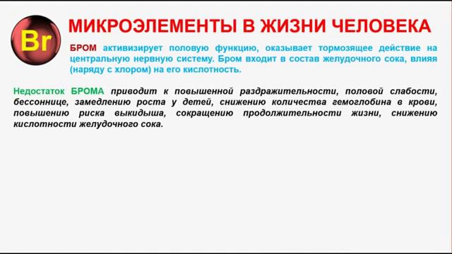Микроэлементы в жизни человека  Часть 3  Бром смотреть онлайн