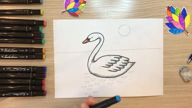 Лебедь рисунок Царевна лебедь рисунок Как нарисовать лебедя Рисунок к сказкам Пушкина. Гадкий утено