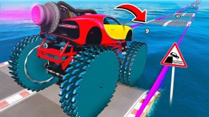 СМОЖЕТ ЛИ ГИГАНТСКИЙ БУГАТТИ ЧИРОН НА КОЛЁСАХ ПИЛАХ ПРОЕХАТЬ ГЛУБОКУЮ ЯМУ С ВОДОЙ  ГТА 5 МОДЫ МУРКА