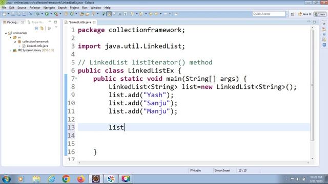 LinkedList listIterator() Method in Java | How to Iterate LinkedList in Java