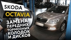 Замена передних тормозных колодок и дисков Skoda Octavia