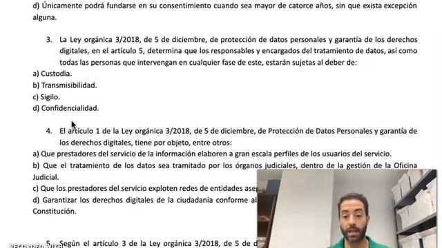 Corrección preguntas oficiales Ley Orgánica de Protección de Datos смотреть онлайн
