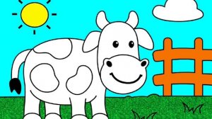 Coloring image cow ? for kids 4K   Раскрасить изображение корова ? для детей 4K