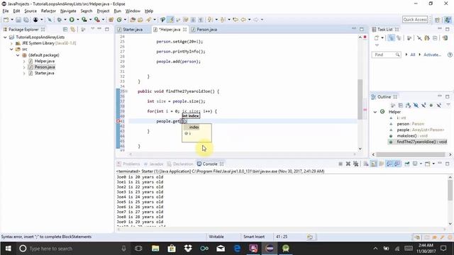 Loop and ArrayList example java смотреть онлайн