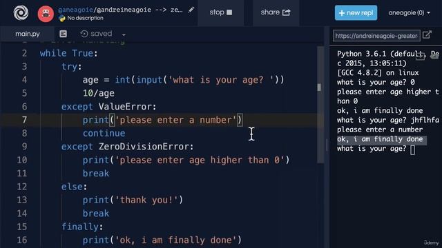 Exercises Error Handling in Python - Python Full Course for Beginners 2023