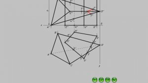 Построение линии пересечения пирамиды с прямой призмой. Анимация.