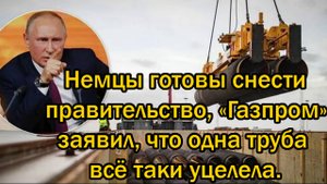 Не поверите! Немцы готовы снести правительство, «Газпром» заявил, что одна труба всё таки уцелела.