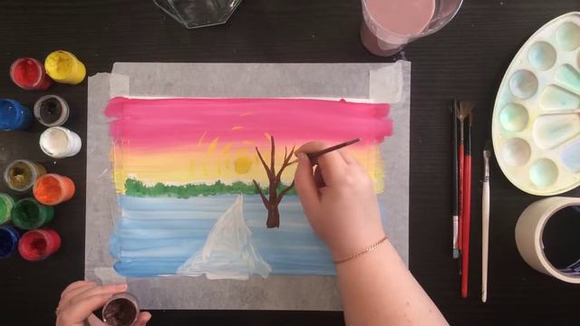 Рисуем зимний пейзаж часть 3/ Drawing for kids / Урок рисования смотреть онлайн