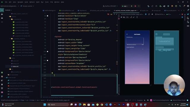 Part 8: Adding Profile Details and implementing Spinner Drop Down смотреть онлайн