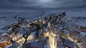 Санта Клаус на санях с оленями ФУТАЖИ ДЛЯ ВИДЕОМОНТАЖА