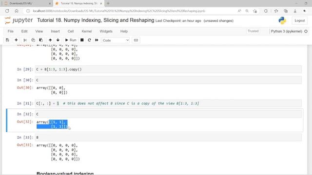 DS - ML Tutorial 18. NumPy Indexing, Slicing and Reshaping