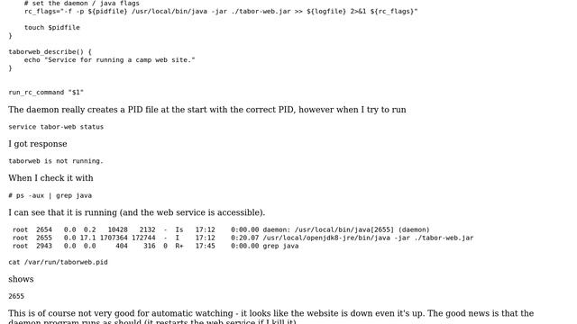 Unix & Linux: FreeBSD - run .jar as daemon, service XX status returns 'not running' смотреть онлайн