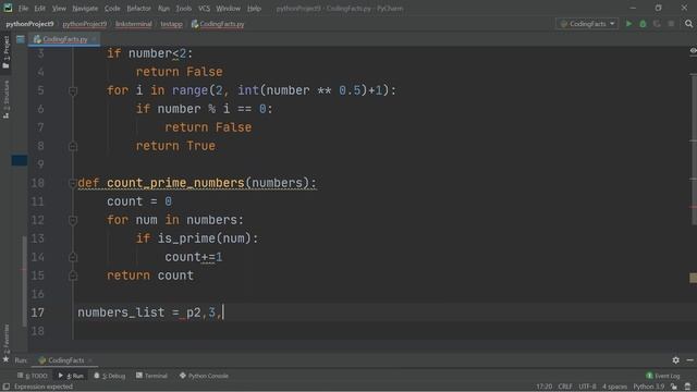 Count Prime Numbers From List | Program 67 | Solutions For Python 100 Exercises | CodingFacts