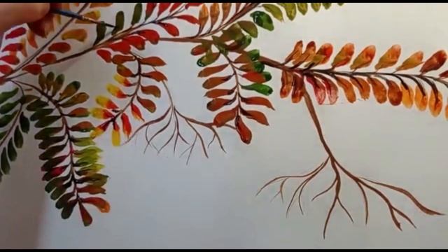 Мастер-класс "Ветка рябины" - рисунок гуашью смотреть онлайн