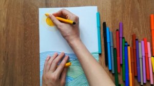 Пейзаж линиями.Фломастеры