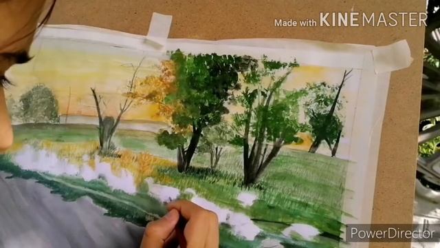 Рисую на природе ?Пейзаж "Белые гуси на закате" смотреть онлайн